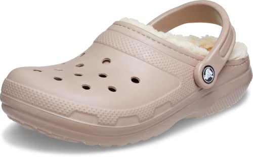Crocs Unisex Men's and Women's Classic Lined Clog | Fuzzy Slippers, Mushroom/Bone, 6 Men/8 Women Crocs