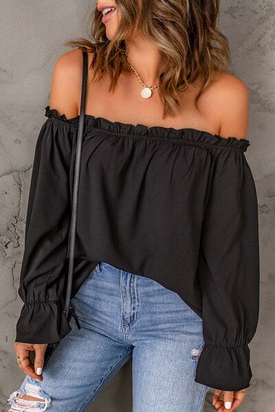 Frill Off-Shoulder Flounce Sleeve Blouse Trendsi