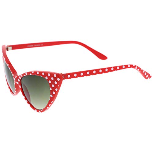 zeroUV - Women's Retro Polka Dot Oversize Cat Eye Sunglasses 54mm (Red-White/Smoke Gradient) zeroUV