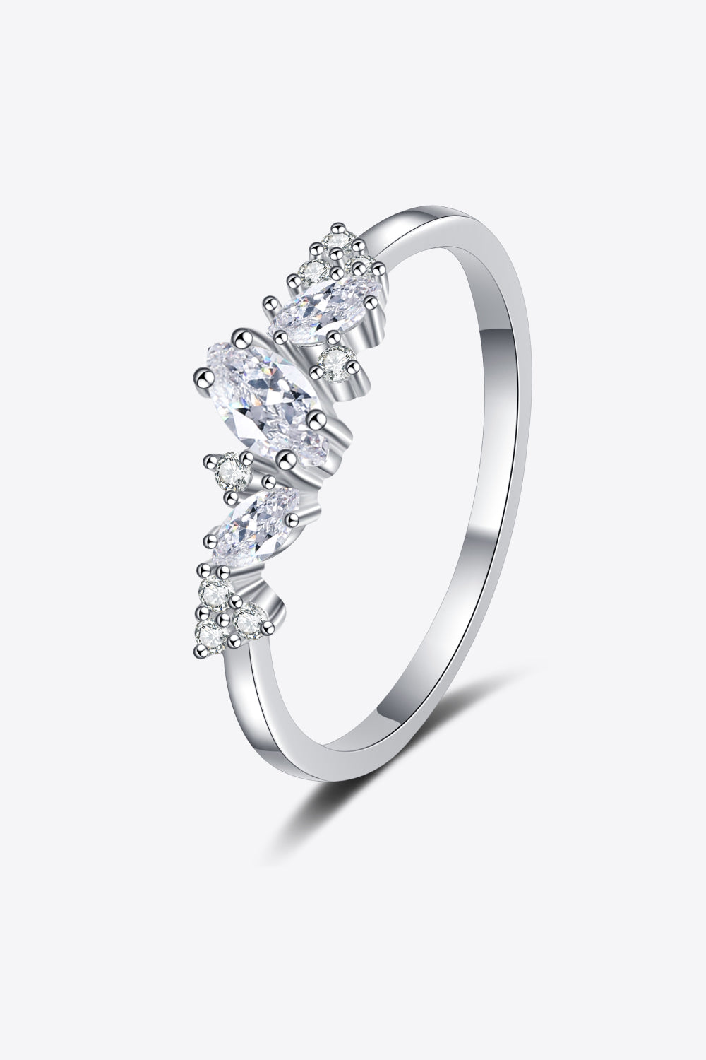 Adored Moissanite Rhodium-Plated Ring Trendsi