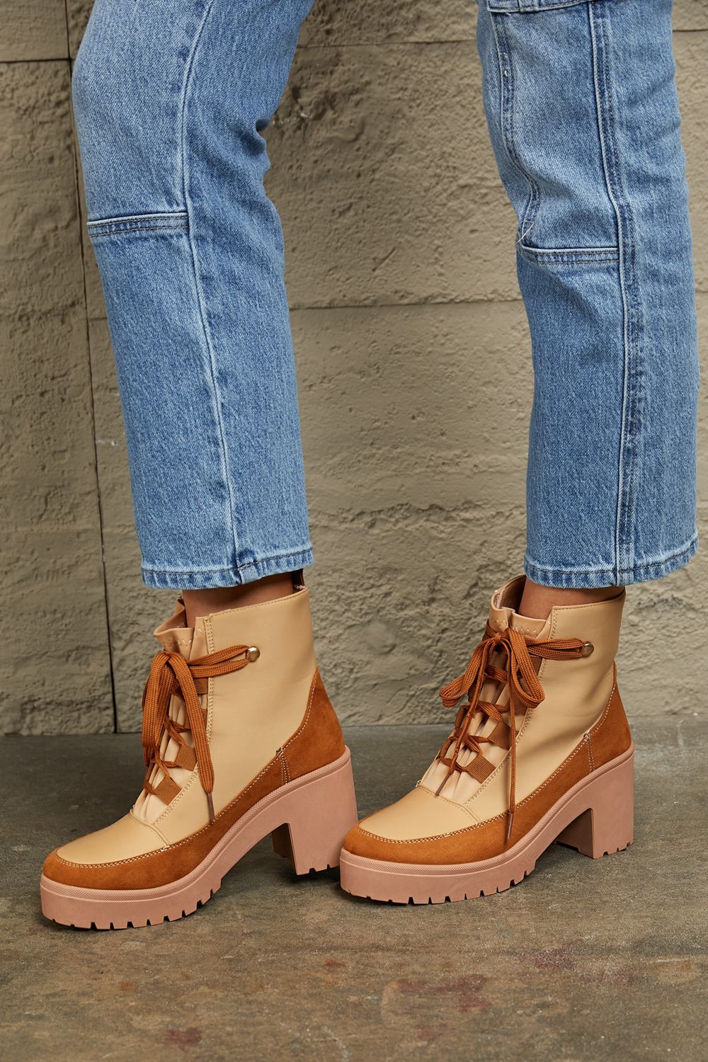 East Lion Corp Lace Up Lug Booties Trendsi