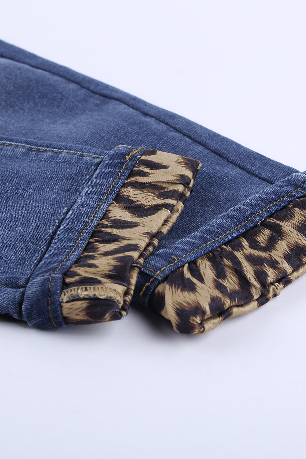 Baeful Leopard Patchwork Distressed Jeans Trendsi