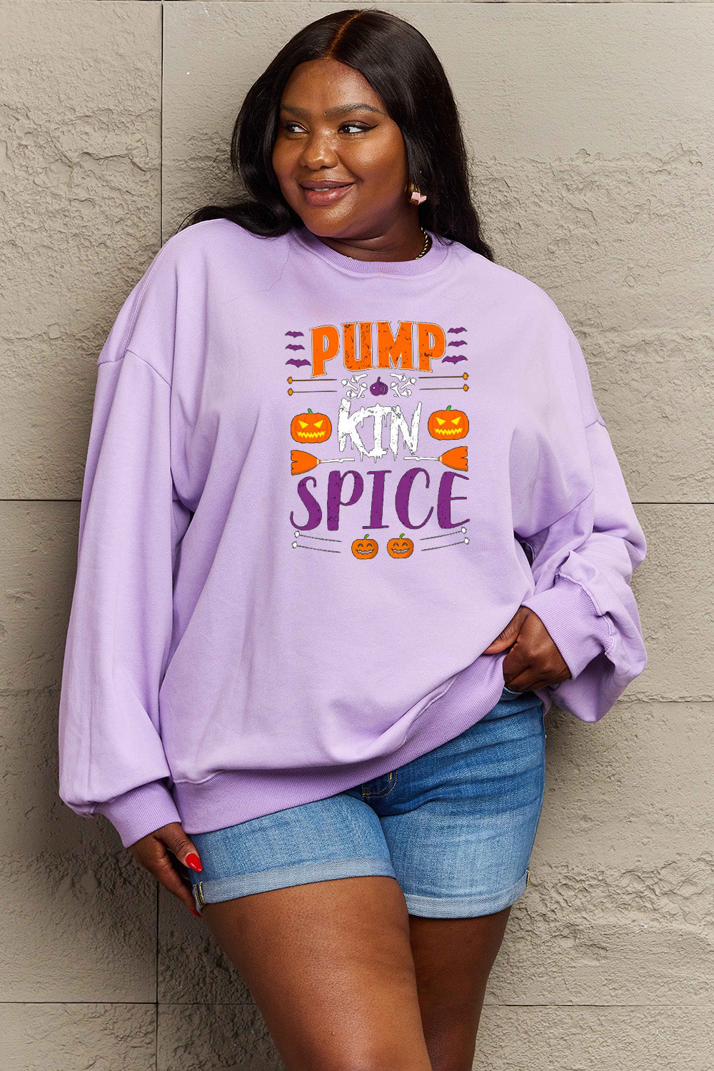 Simply Love Full Size PUMPKIN SPICE Graphic Sweatshirt Trendsi
