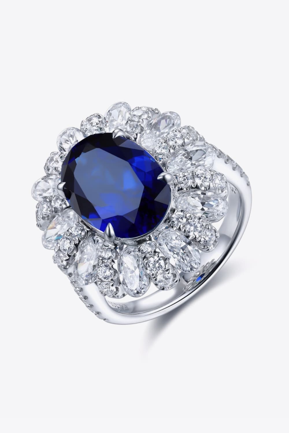 5 Carat Lab-Grown Sapphire Flower Shape Ring Trendsi