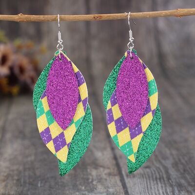 PU Leather Leaf Dangle Earrings Trendsi