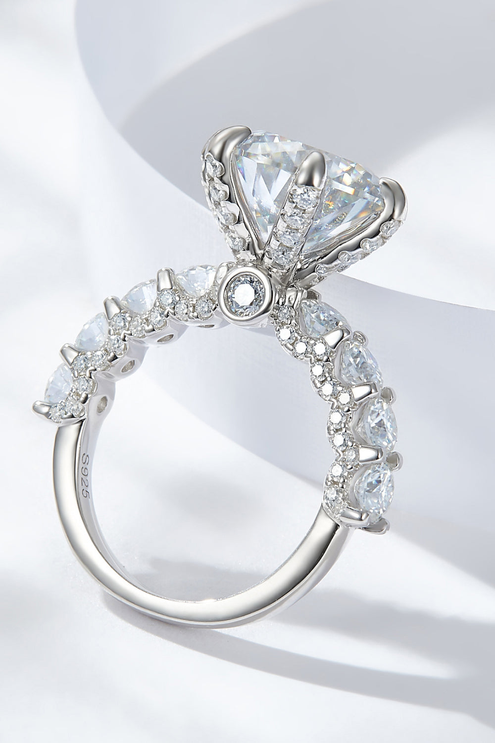 3-Carat Moissanite Platinum-Plated Side Stone Ring Trendsi