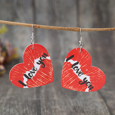 I LOVE YOU Heart Leather Earrings Trendsi