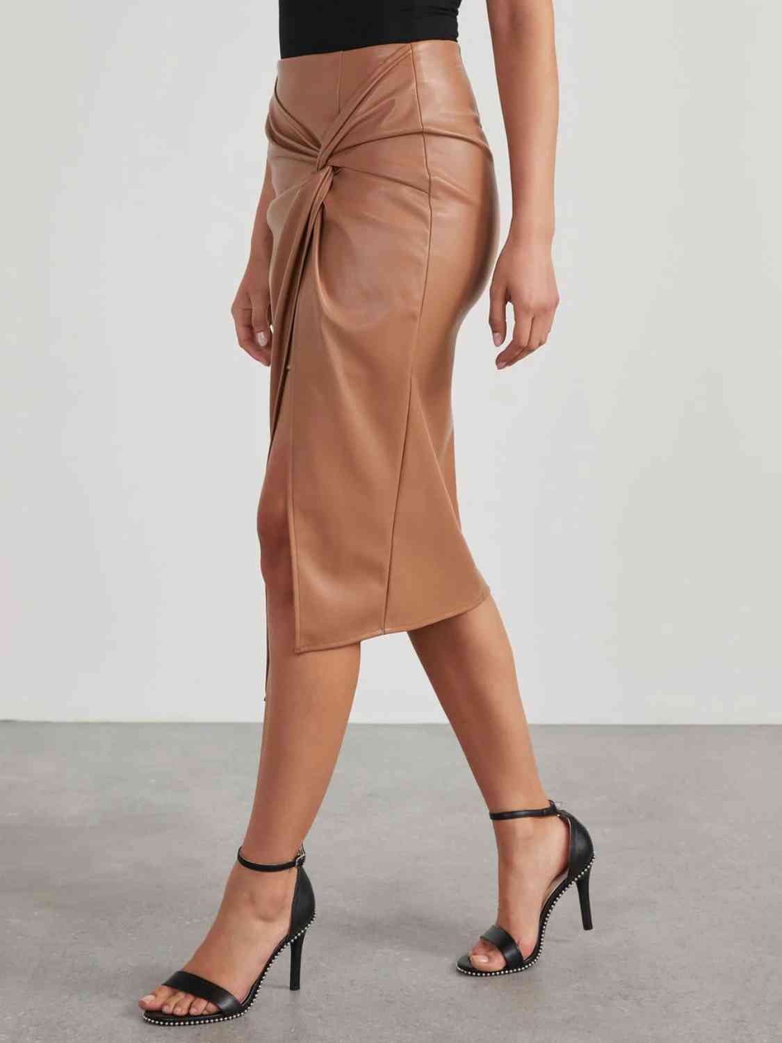 Twist Detail High Waist Skirt Trendsi