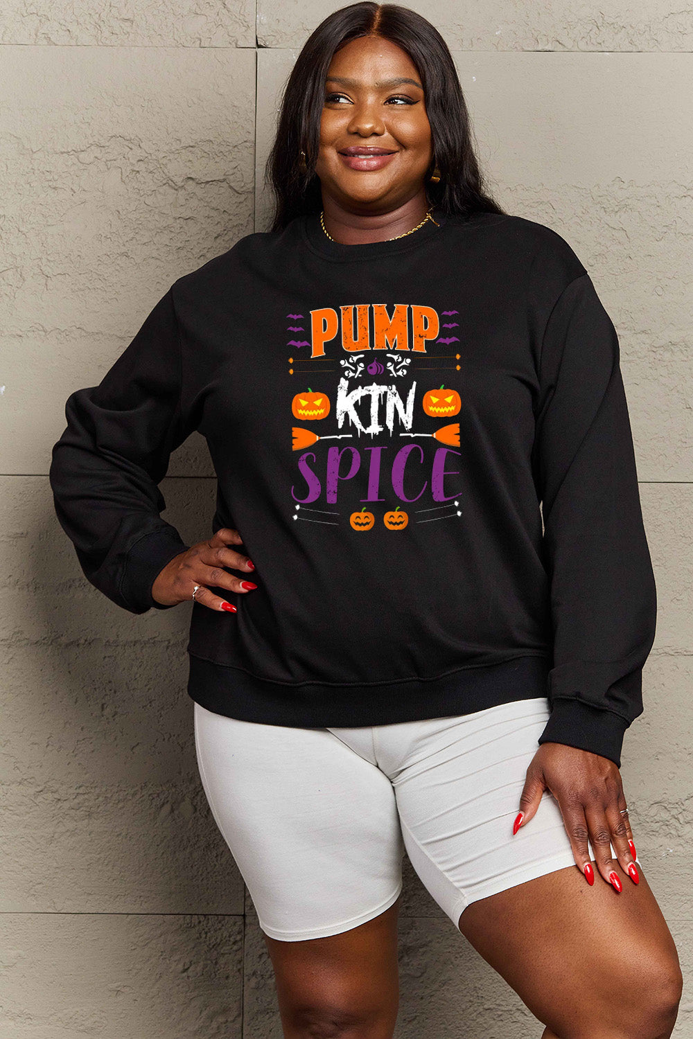 Simply Love Full Size PUMPKIN SPICE Graphic Sweatshirt Trendsi