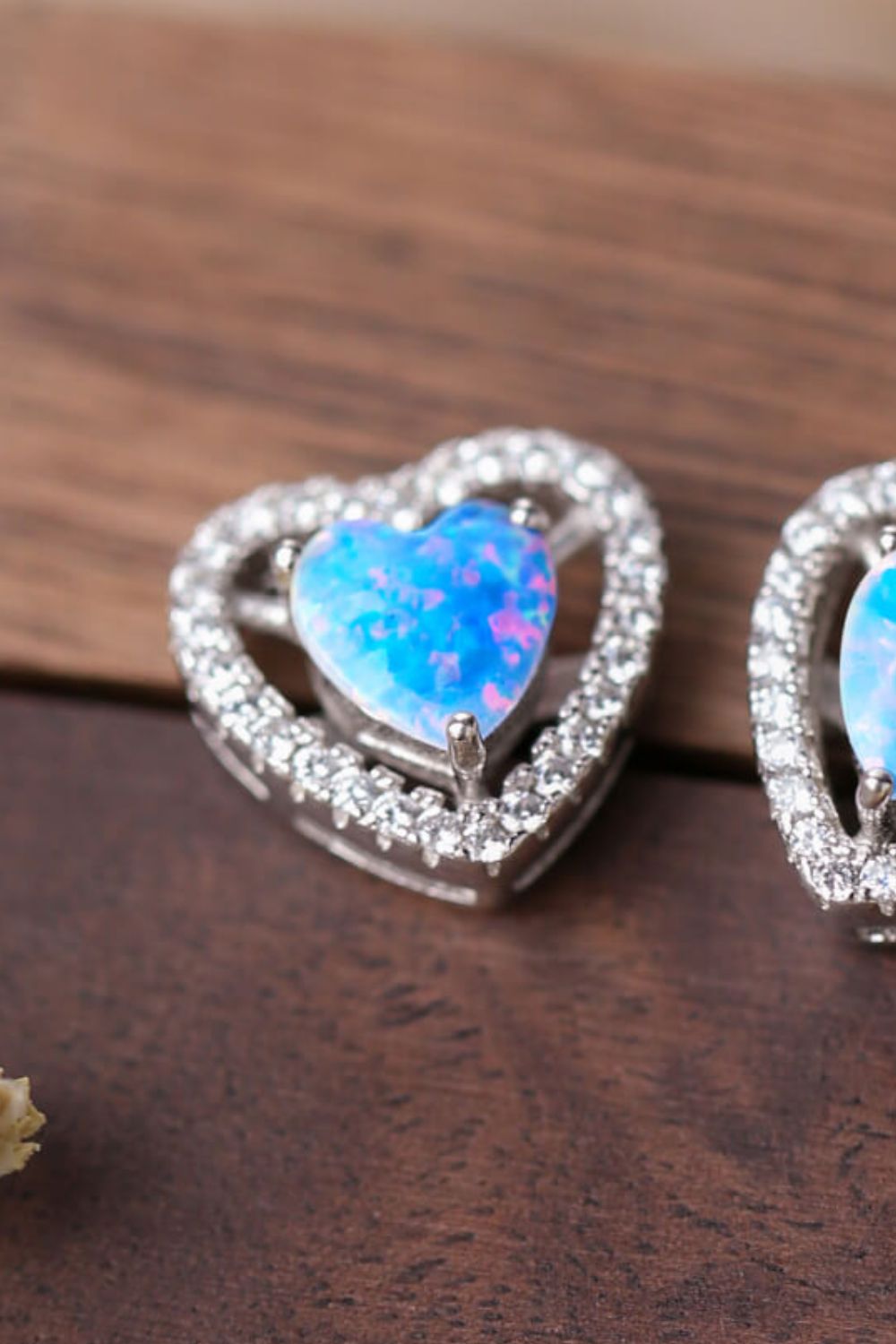 925 Sterling Silver Opal Heart Stud Earrings Trendsi