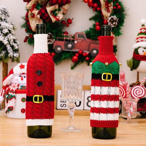 2-Piece Cable-Knit Wine Bottle Covers Trendsi