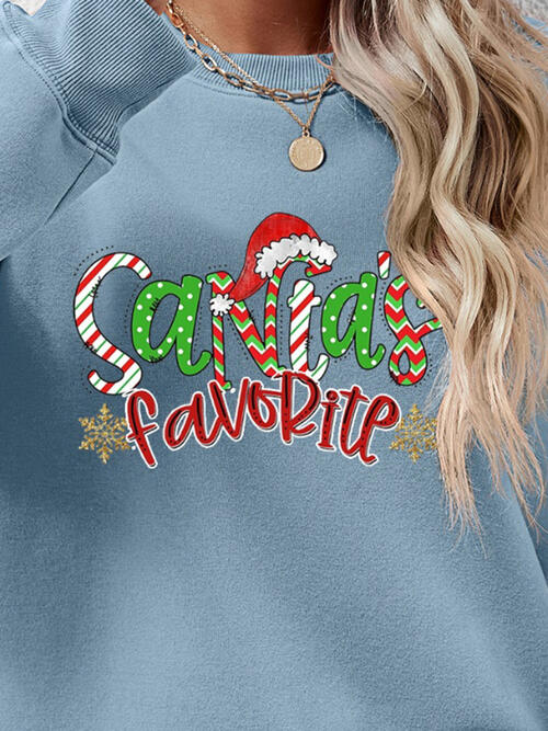 Letter Graphic Round Neck Long Sleeve Sweatshirt Trendsi