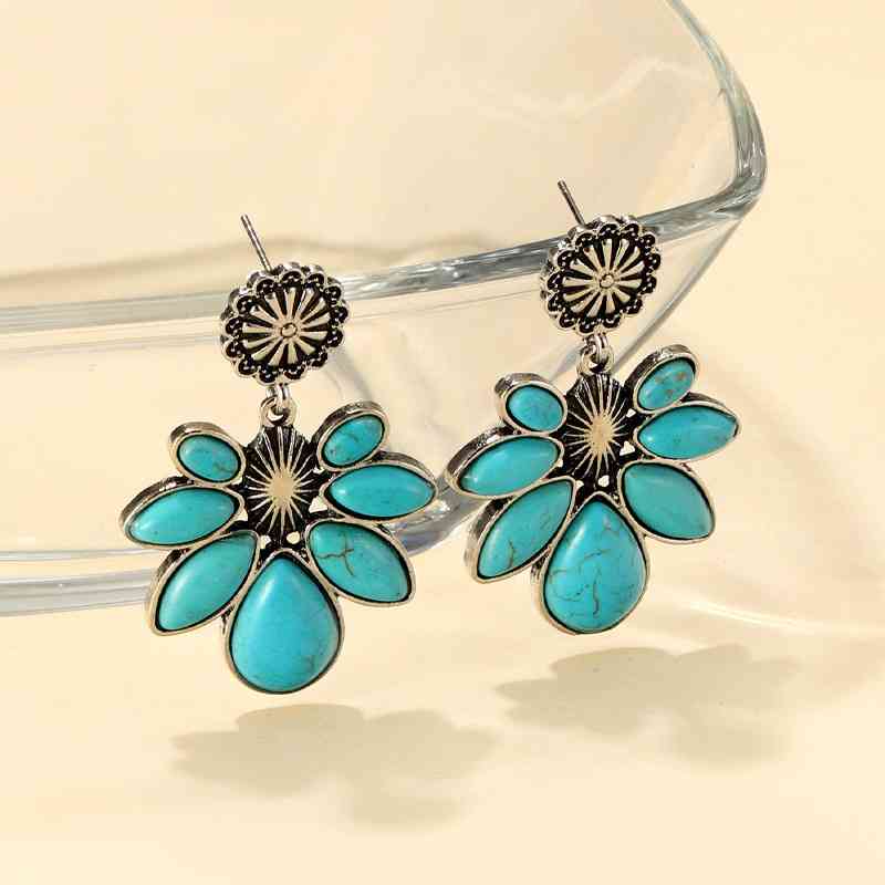 Artificial Turquoise Flower Earrings Trendsi