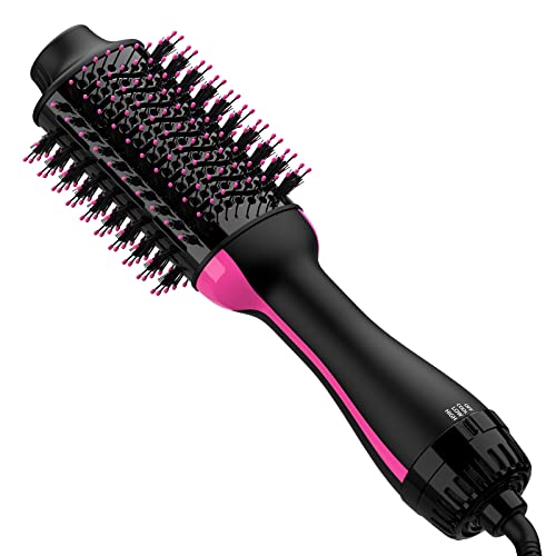 Hair Dryer Brush Blow Dryer Brush in One Upgraded 4 in 1 Hair Dryer and Styler Volumizer with Negative Ion Anti-frizz Ceramic Titanium Barrel Hot Air Brush Hair Straightener Brush 75MM Oval Shape Umeely