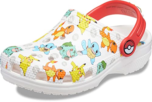 Crocs Classic Pikachu Clogs, Pokemon Shoes for Kids, White/Multi, 2 US Unisex Little Crocs