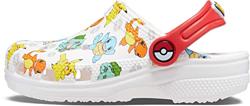 Crocs Classic Pikachu Clogs, Pokemon Shoes for Kids, White/Multi, 2 US Unisex Little Crocs