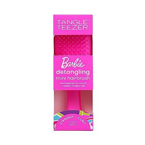 Tangle Teezer x Barbie The Mini Ultimate Detangling Brush, Dry and Wet Hair Brush Detangler for Traveling and Small Hands, Totally Pink TANGLE TEEZER