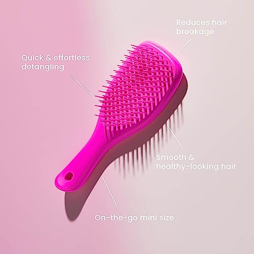 Tangle Teezer x Barbie The Mini Ultimate Detangling Brush, Dry and Wet Hair Brush Detangler for Traveling and Small Hands, Totally Pink TANGLE TEEZER