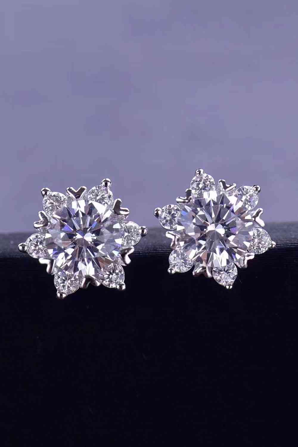 2 Carat Moissanite Floral Stud Earrings Trendsi