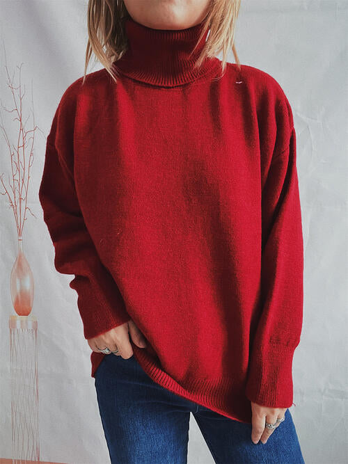 Turtleneck Long Sleeve Sweater Trendsi