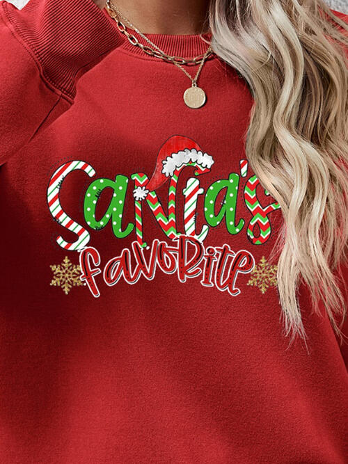 Letter Graphic Round Neck Long Sleeve Sweatshirt Trendsi