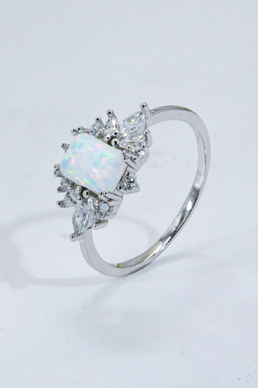 925 Sterling Silver Zircon and Opal Ring Trendsi