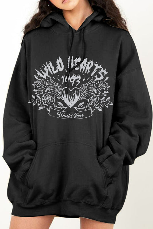 Simply Love Full Size WILD HEARTS 1993 WORLD TOUR Graphic Hoodie Trendsi