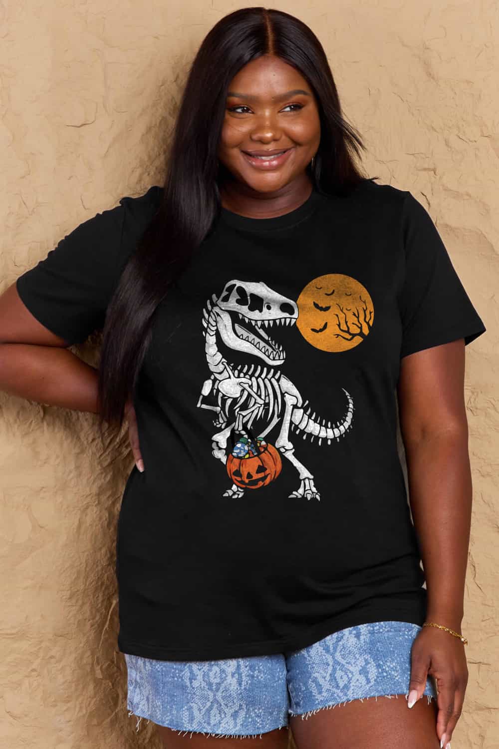 Simply Love Full Size Dinosaur Skeleton Graphic Cotton T-Shirt Trendsi