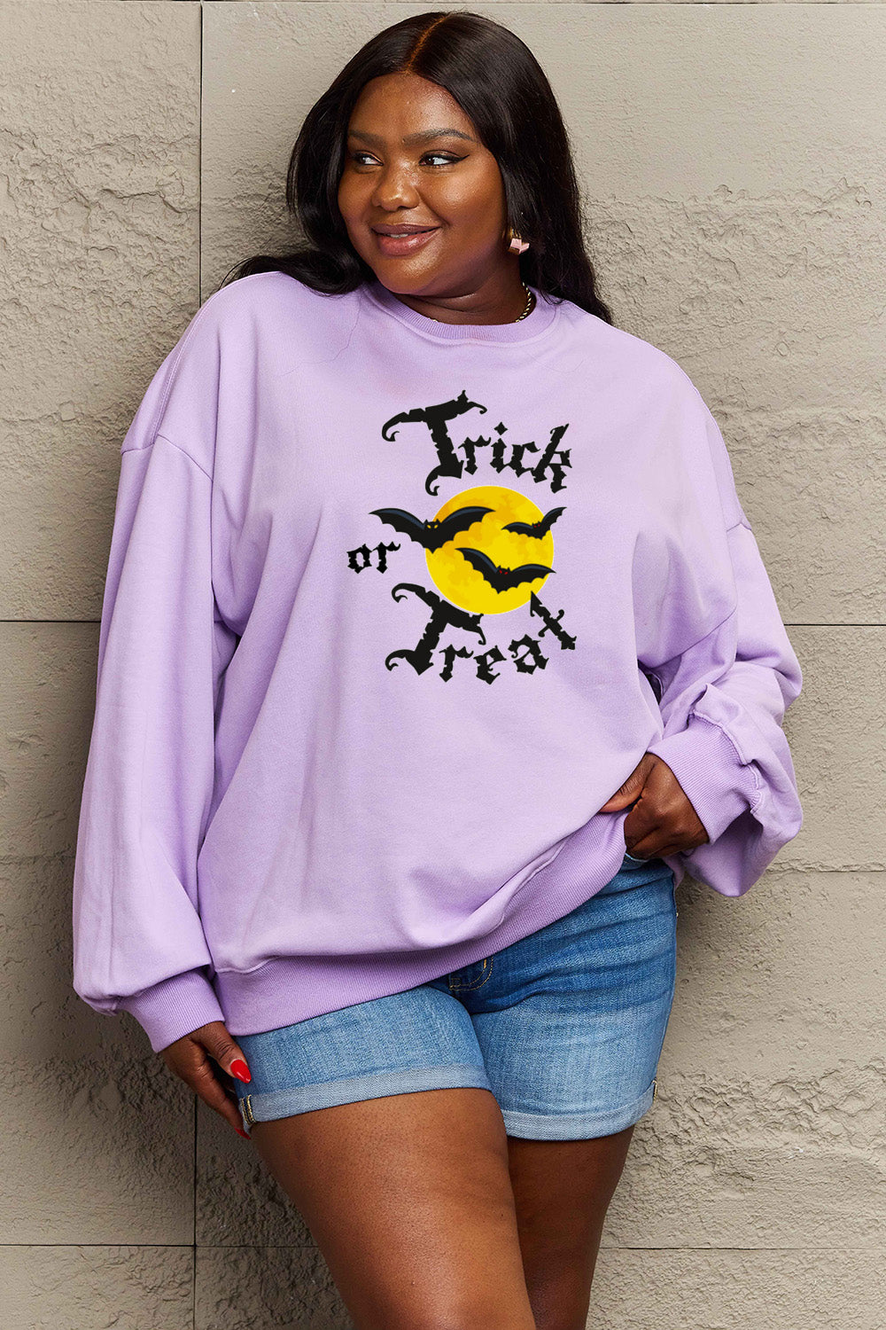 Simply Love Full Size TRICK OR TREAT Graphic Sweatshirt Trendsi