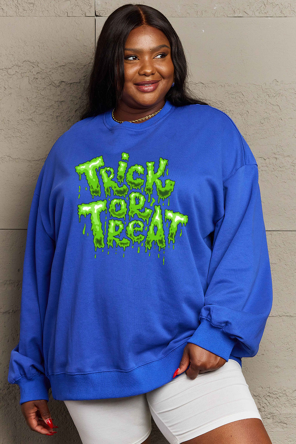 Simply Love Full Size TRICK OR TREAT Graphic Sweatshirt Trendsi