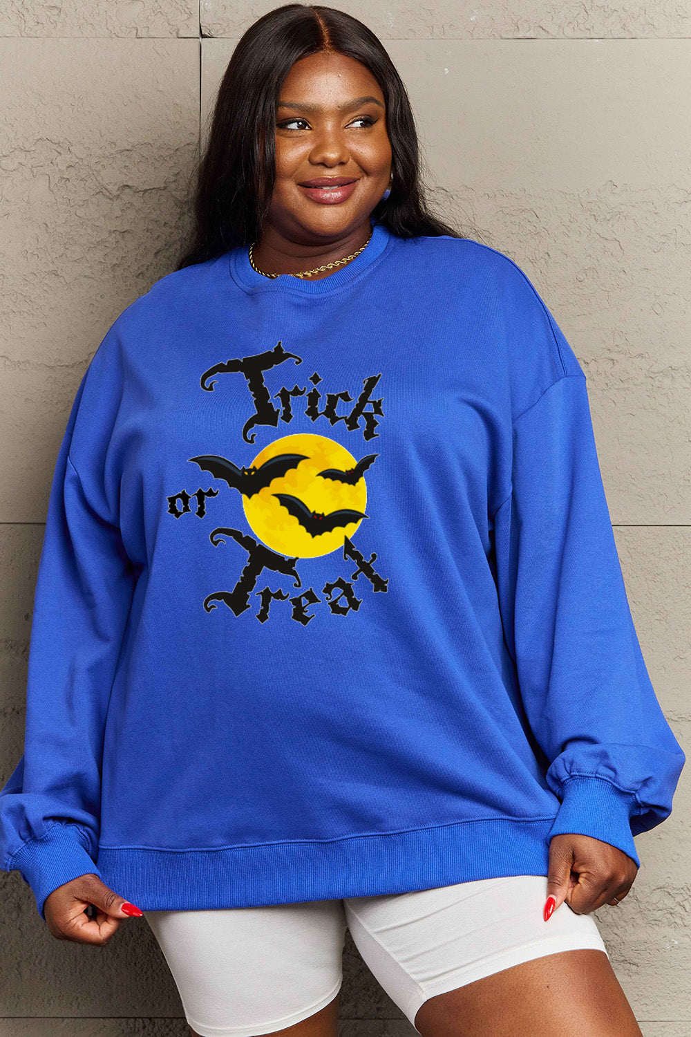 Simply Love Full Size TRICK OR TREAT Graphic Sweatshirt Trendsi