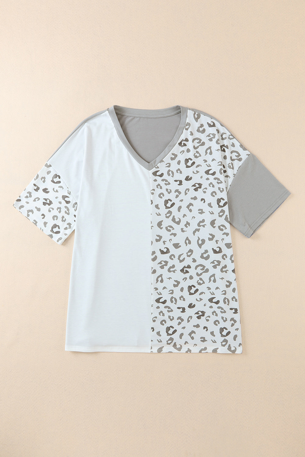 Plus Size Leopard V-Neck T-Shirt Trendsi