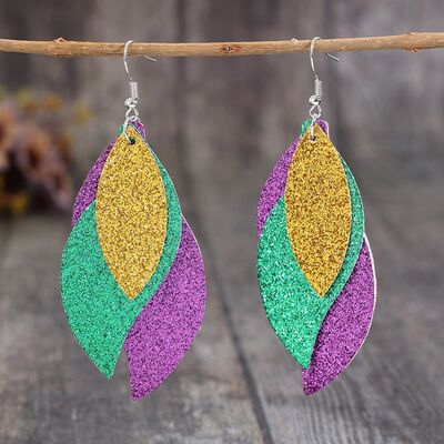 PU Leather Leaf Dangle Earrings Trendsi