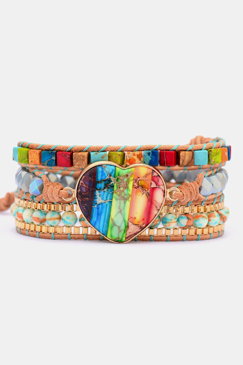 Imperial Jasper & Crystal Layered Bracelet Trendsi