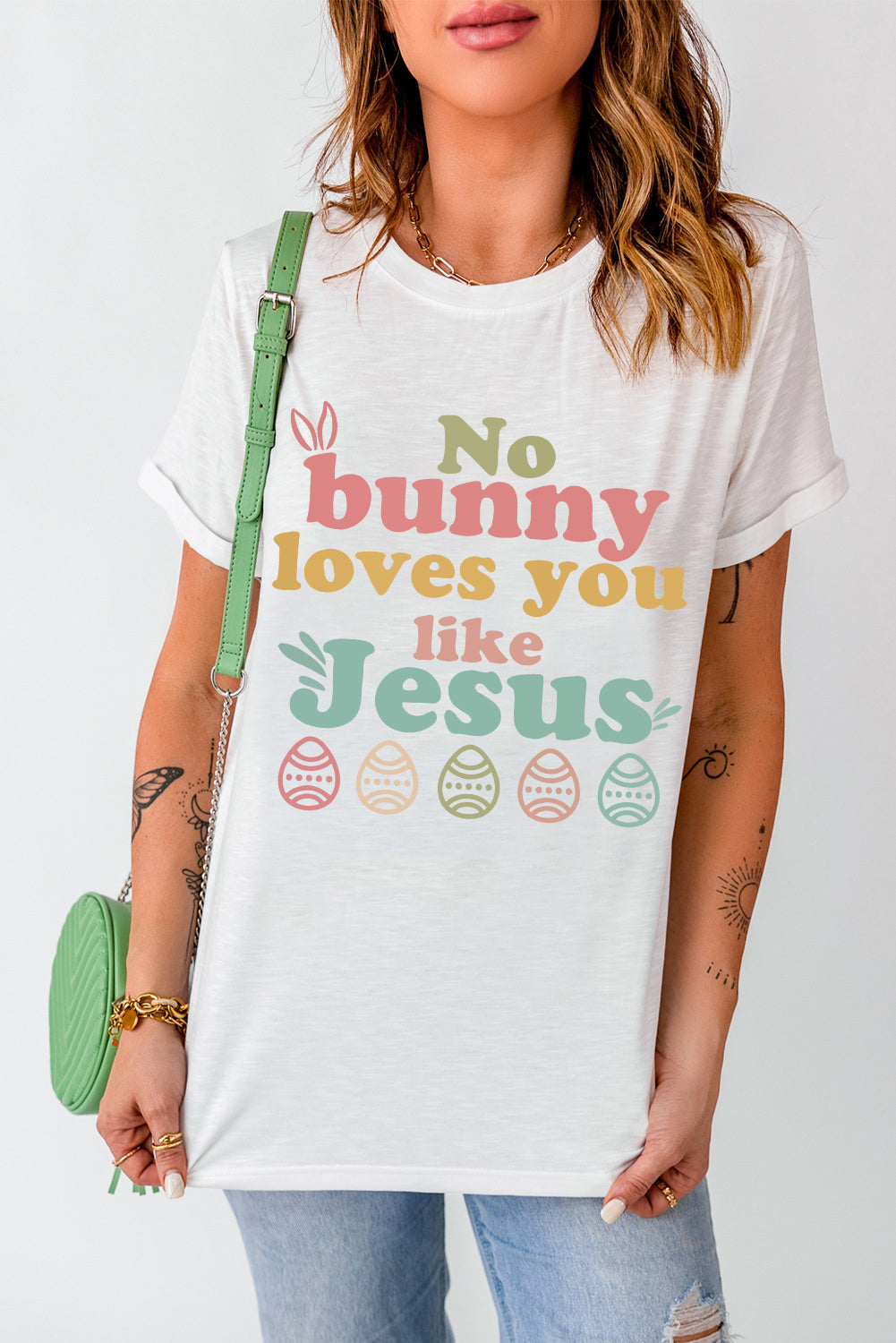 Easter NO BUNNY LOVES YOU LIKE JESUS T-Shirt Trendsi