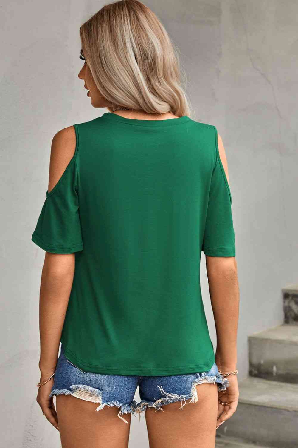 Tied Cutout Cold-Shoulder Top Trendsi