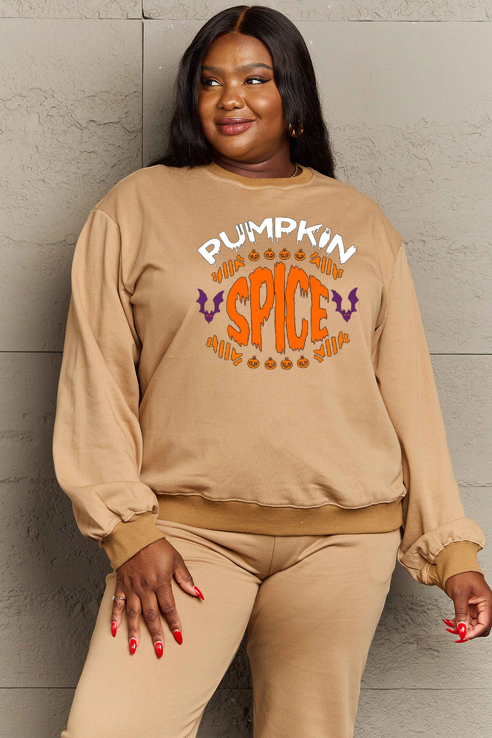 Simply Love Full Size PUMPKIN SPICE Graphic Sweatshirt Trendsi