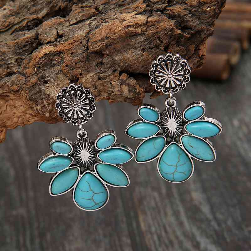 Artificial Turquoise Flower Earrings Trendsi