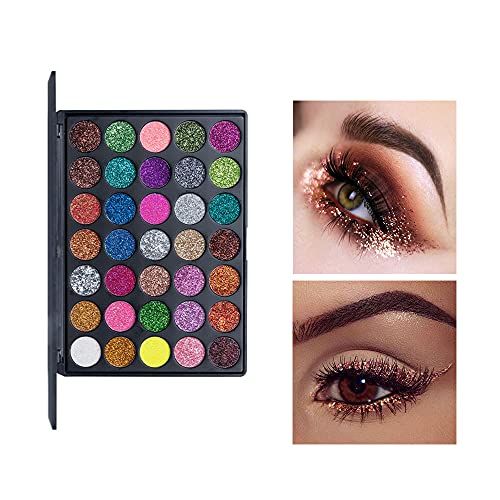 VERONNI Pro 35 Color Glitter Shimmer Eyeshadow Makeup Palette Pigment Stage Make Up Eye Shadow Plattet (35 Glitter) VERONNI