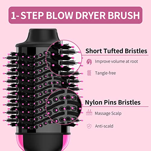 Hair Dryer Brush Blow Dryer Brush in One Upgraded 4 in 1 Hair Dryer and Styler Volumizer with Negative Ion Anti-frizz Ceramic Titanium Barrel Hot Air Brush Hair Straightener Brush 75MM Oval Shape Umeely