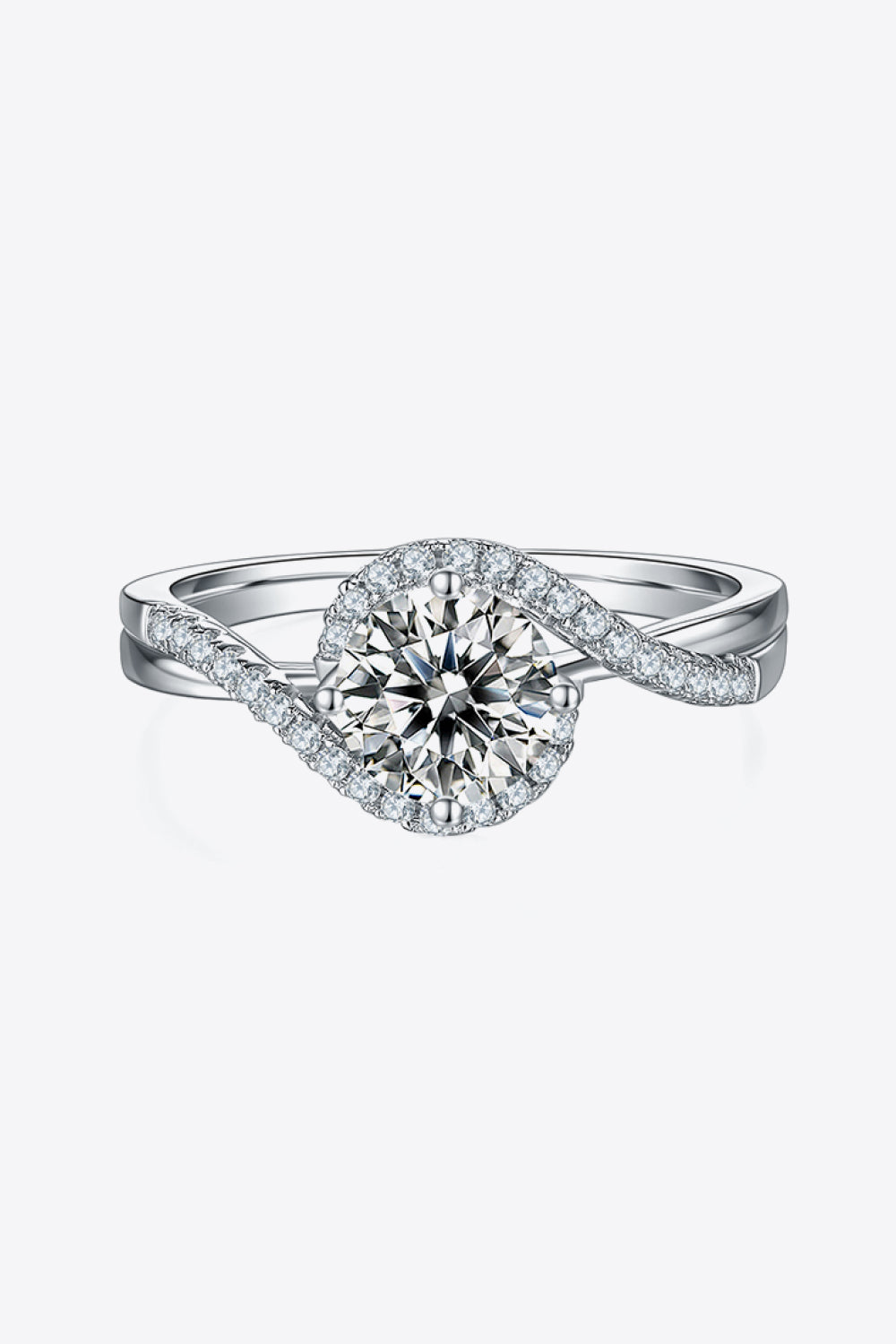 Adored 1 Carat Moissanite 925 Sterling Silver Crisscross Ring Trendsi