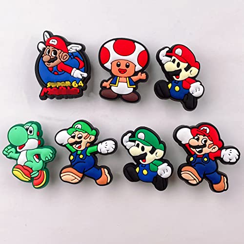 25 Pcs for Super for Mario Shoe Croc Charms for boy girls, Cartoon Croc Charms Accessories for Mario Kids Decoration, Wristband Bracelets. upnczqu