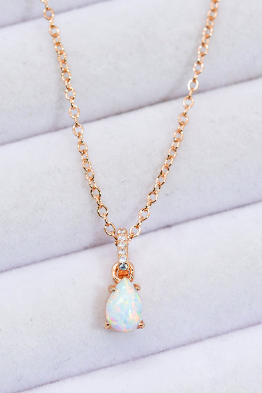 Opal Pendant 925 Sterling Silver Chain-Link Necklace Trendsi