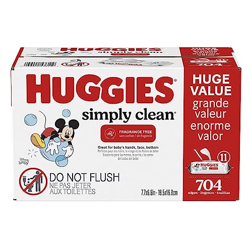 Huggies Simply Clean Fragrance-Free Baby Wipes, 64 Count (Pack of 11) (704 Wipes Total) HUGGIES