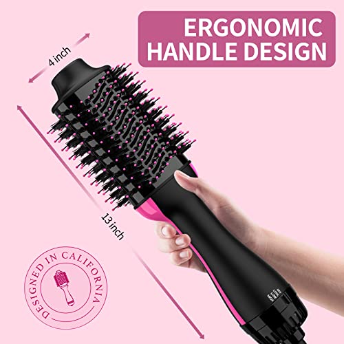 Hair Dryer Brush Blow Dryer Brush in One Upgraded 4 in 1 Hair Dryer and Styler Volumizer with Negative Ion Anti-frizz Ceramic Titanium Barrel Hot Air Brush Hair Straightener Brush 75MM Oval Shape Umeely