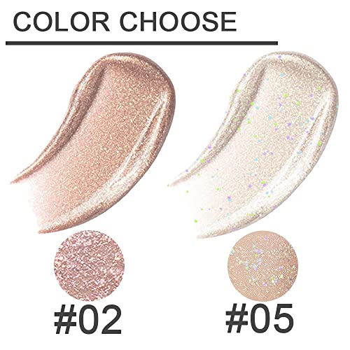 2Pcs Waterproof Crystal Liquid Glitter Eye Shadow Sticks.Quick-Drying Liquid Sparkling Silver Golden Eyeshadow Eyeliner Eyelid.Liquid Highlight Shimmer Eye Makeup Sparkly for Eyes,sombra de para ojos SUAKE