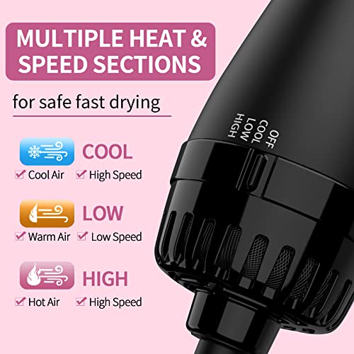 Hair Dryer Brush Blow Dryer Brush in One Upgraded 4 in 1 Hair Dryer and Styler Volumizer with Negative Ion Anti-frizz Ceramic Titanium Barrel Hot Air Brush Hair Straightener Brush 75MM Oval Shape Umeely