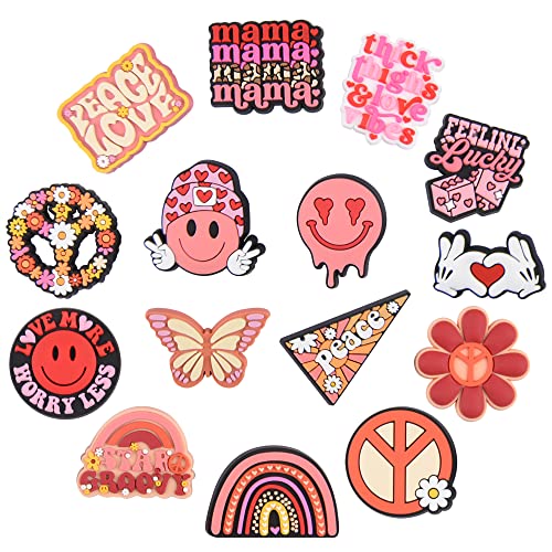 MoreDays Peace Love Shoe Charms For Women Girls Sandals Shoes Decoration Accessories Birthday Xmas Gifts MD 15pcs MoreDays