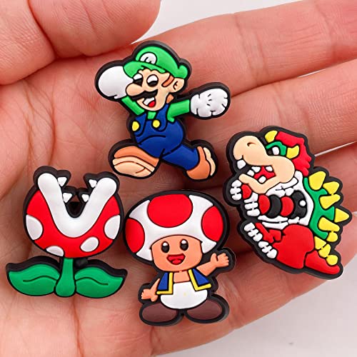 25 Pcs for Super for Mario Shoe Croc Charms for boy girls, Cartoon Croc Charms Accessories for Mario Kids Decoration, Wristband Bracelets. upnczqu