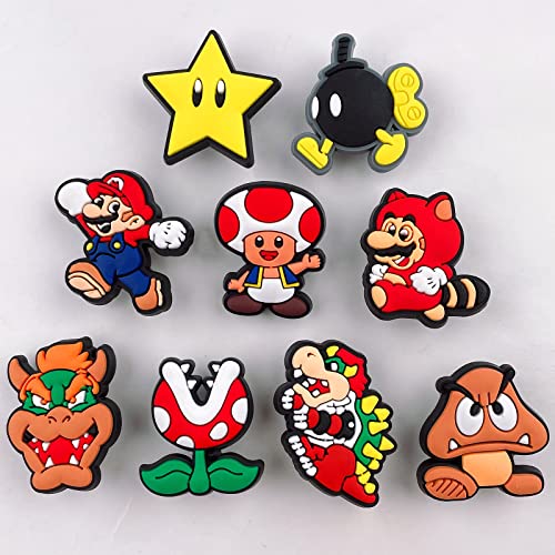 25 Pcs for Super for Mario Shoe Croc Charms for boy girls, Cartoon Croc Charms Accessories for Mario Kids Decoration, Wristband Bracelets. upnczqu